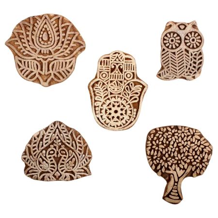Set of 5 Piece New Mix Wooden Printing Block
